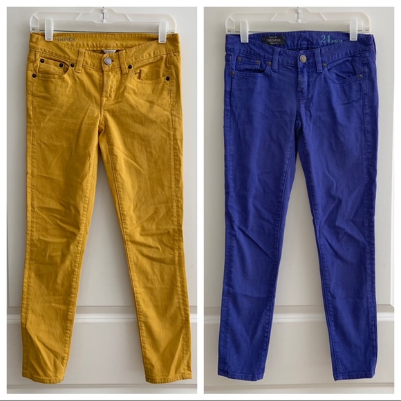 J. Crew Pants - J. Crew Lot Mustard Blue Toothpick Skinny Pants